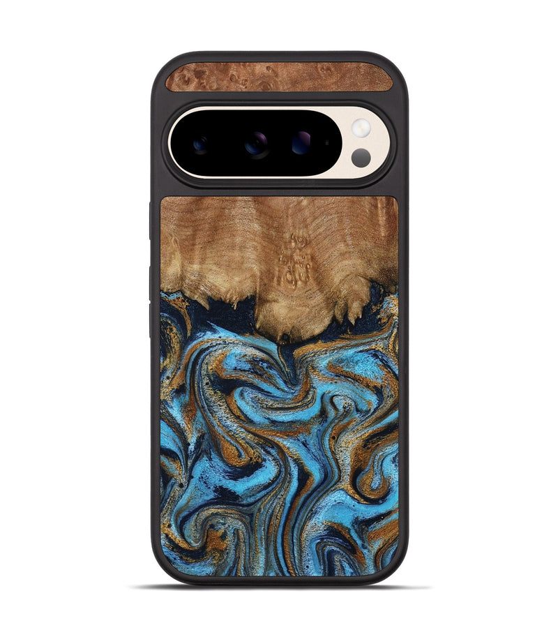 Pixel 10 Wood Phone Case - Brandie (Teal & Gold, 796003)