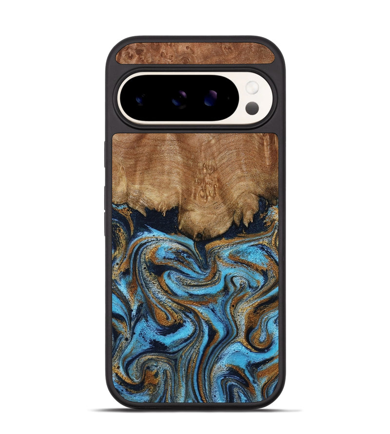 Pixel 9 Wood Phone Case - Brandie (Teal & Gold, 796003)