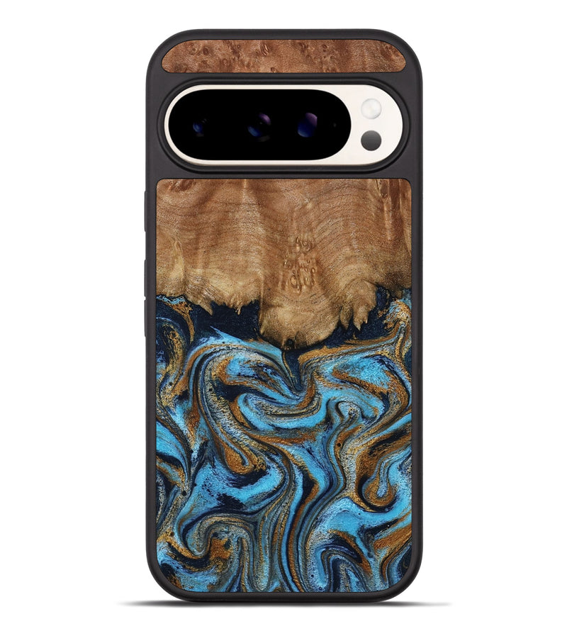 Pixel 9 Pro XL Wood Phone Case - Brandie (Teal & Gold, 796003)