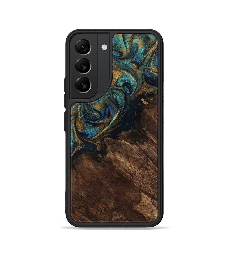 Galaxy S22 Wood Phone Case - Earlene (Teal & Gold, 796006)