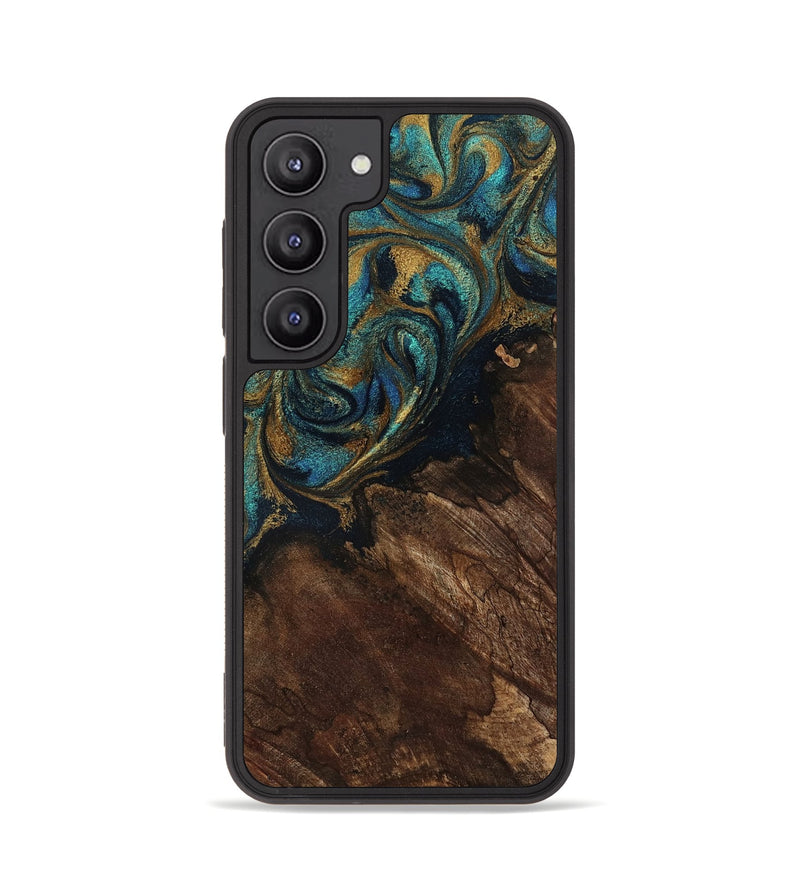 Galaxy S23 Wood Phone Case - Earlene (Teal & Gold, 796006)