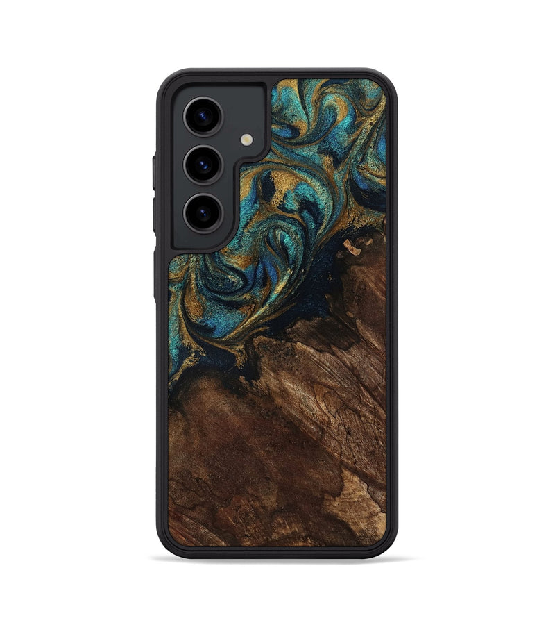 Galaxy S24 Wood Phone Case - Earlene (Teal & Gold, 796006)