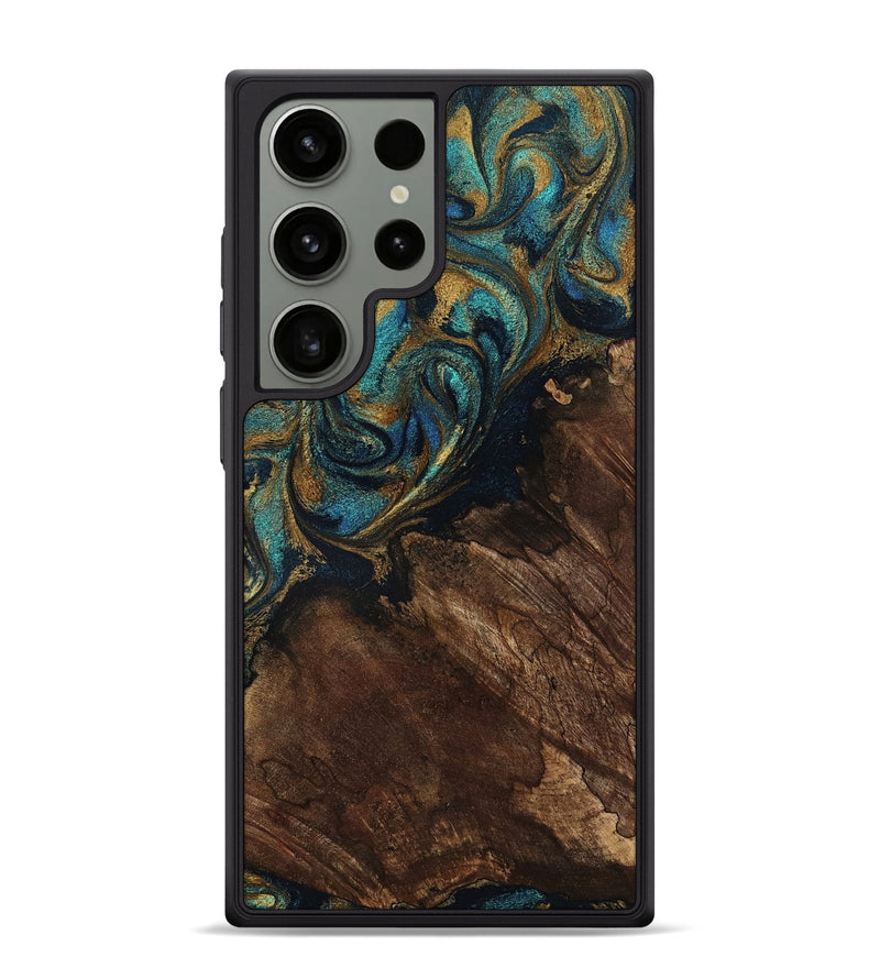 Galaxy S24 Ultra Wood Phone Case - Earlene (Teal & Gold, 796006)