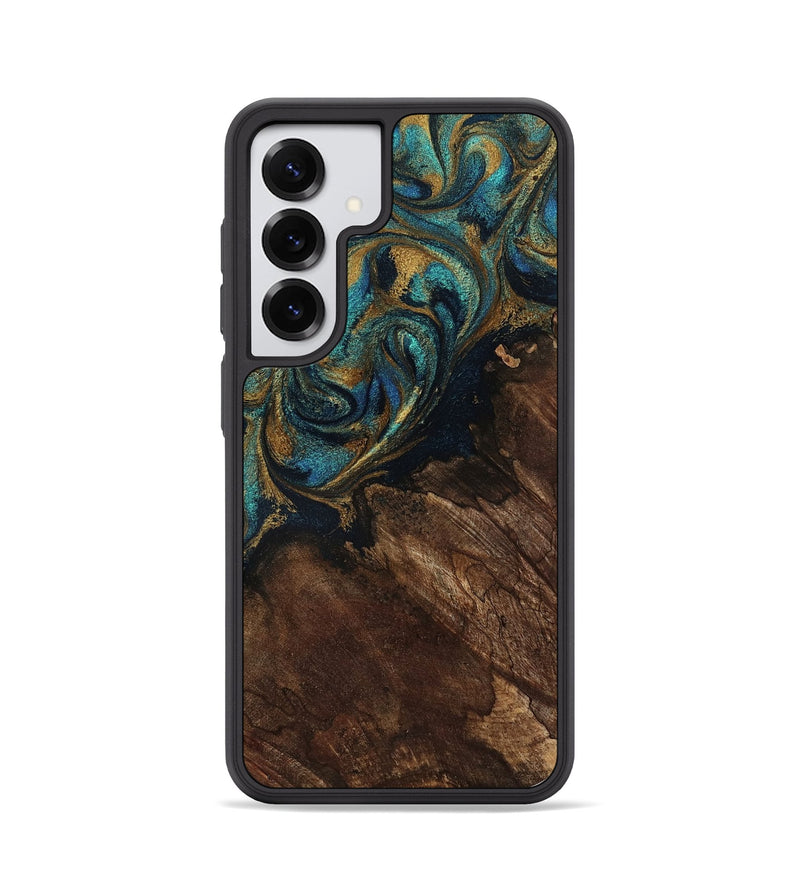Galaxy S25 Wood Phone Case - Earlene (Teal & Gold, 796006)