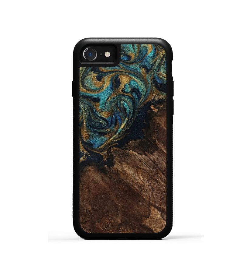 iPhone SE Wood Phone Case - Earlene (Teal & Gold, 796006)