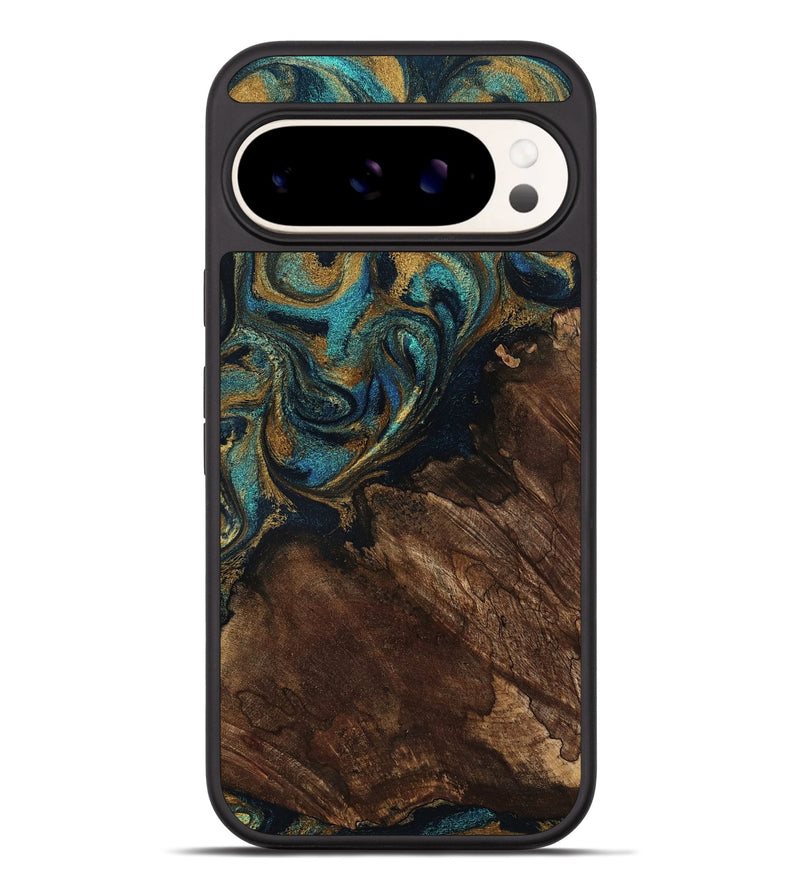 Pixel 9 Pro XL Wood Phone Case - Earlene (Teal & Gold, 796006)