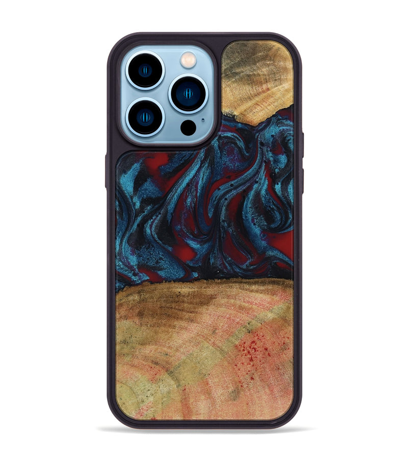 iPhone 14 Pro Max Wood Phone Case - Trena (Red, 796013)