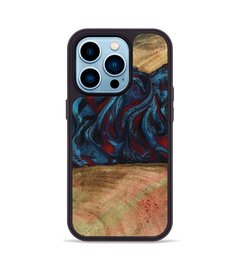 iPhone 14 Pro Wood Phone Case - Trena (Red, 796013)