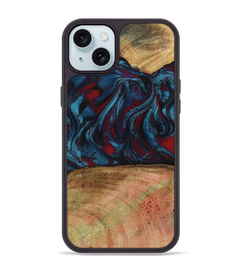 iPhone 15 Plus Wood Phone Case - Trena (Red, 796013)
