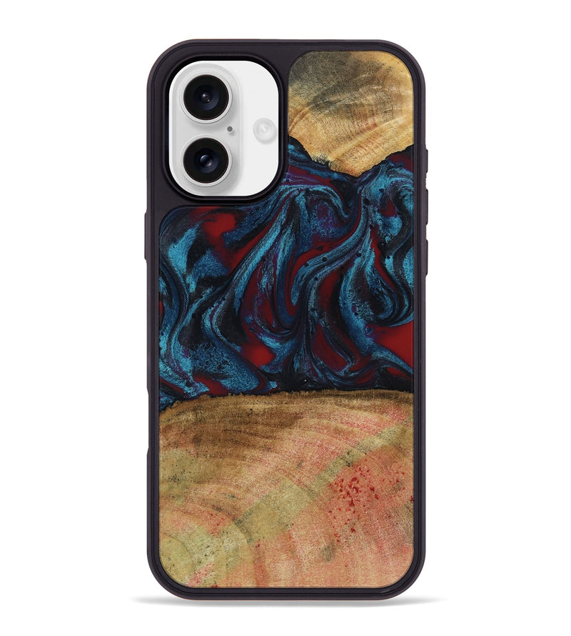 iPhone 16 Plus Wood Phone Case - Trena (Red, 796013)