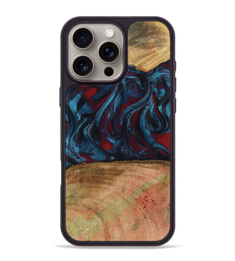 iPhone 16 Pro Max Wood Phone Case - Trena (Red, 796013)