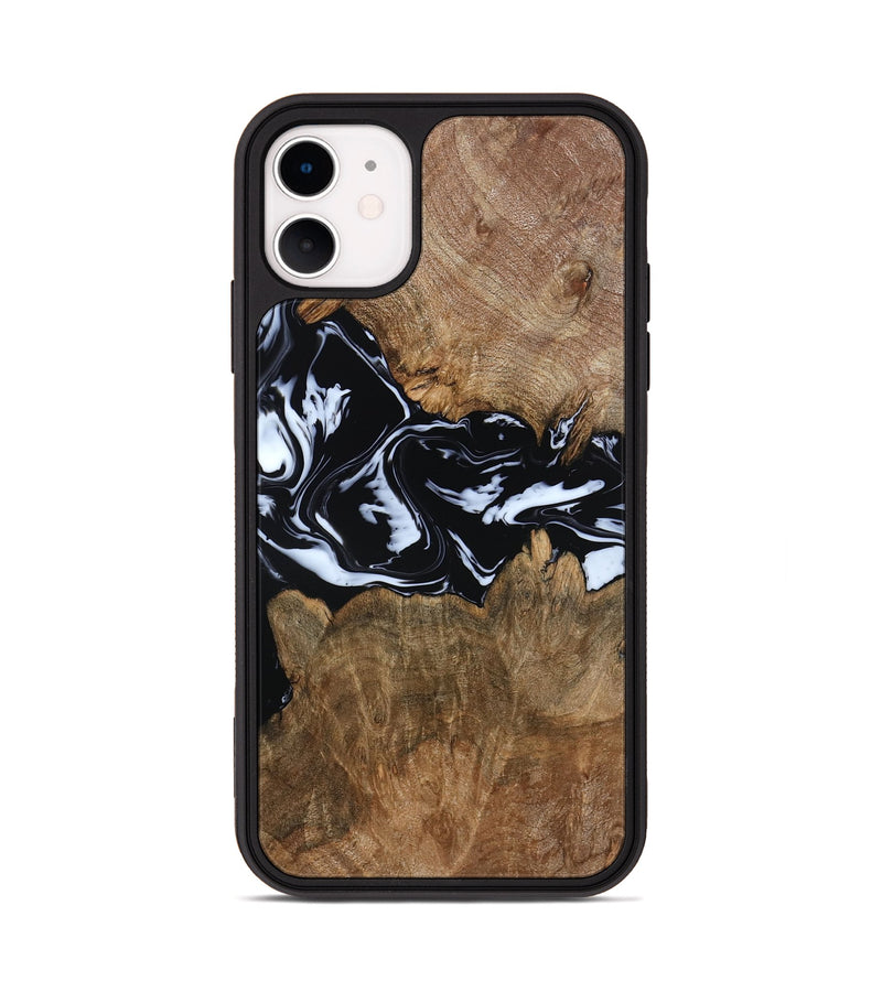 iPhone 11 Wood Phone Case - Zayla (Black & White, 796019)