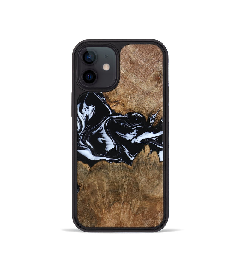 iPhone 12 mini Wood Phone Case - Zayla (Black & White, 796019)