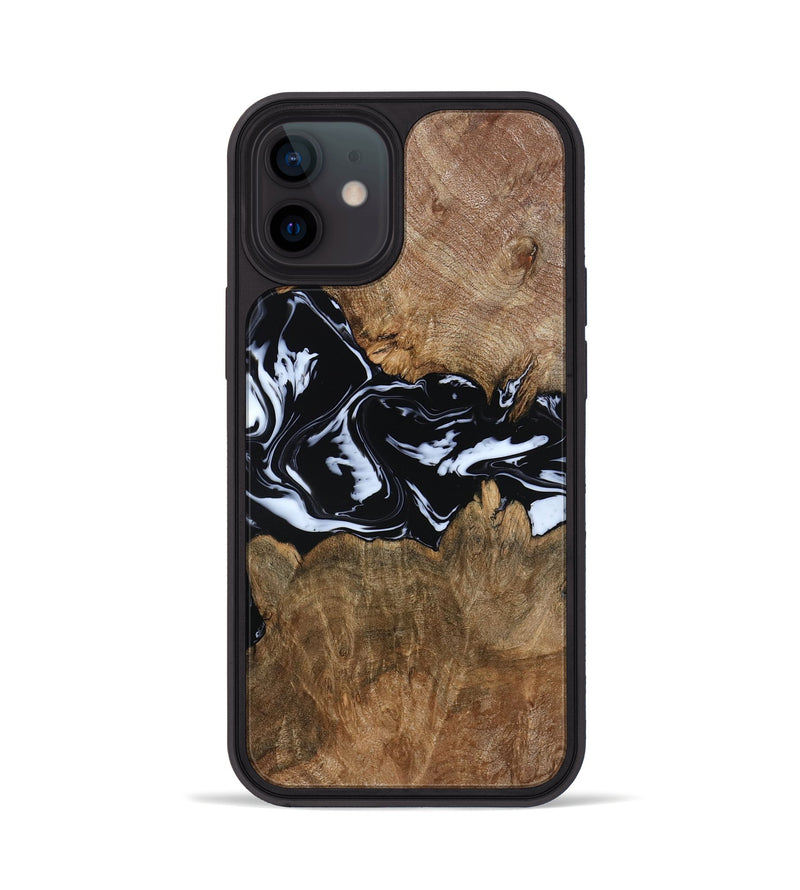 iPhone 12 Wood Phone Case - Zayla (Black & White, 796019)
