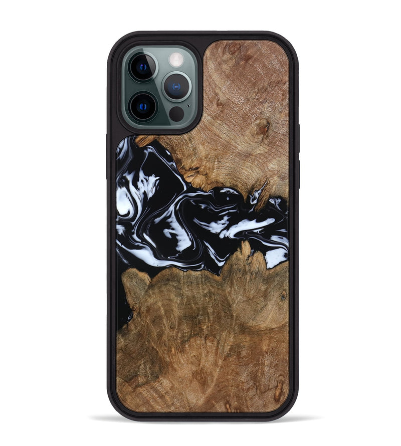 iPhone 12 Pro Max Wood Phone Case - Zayla (Black & White, 796019)