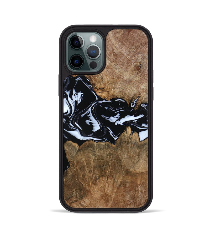 iPhone 12 Pro Wood Phone Case - Zayla (Black & White, 796019)