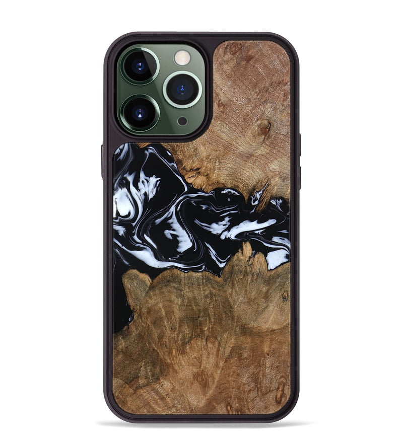 iPhone 13 Pro Max Wood Phone Case - Zayla (Black & White, 796019)