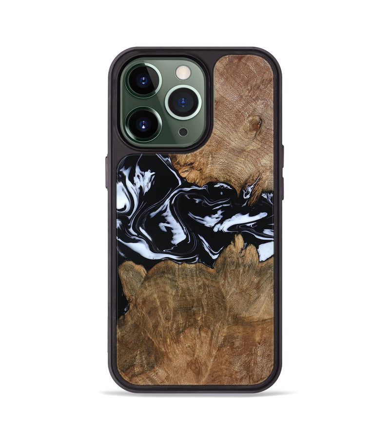 iPhone 13 Pro Wood Phone Case - Zayla (Black & White, 796019)