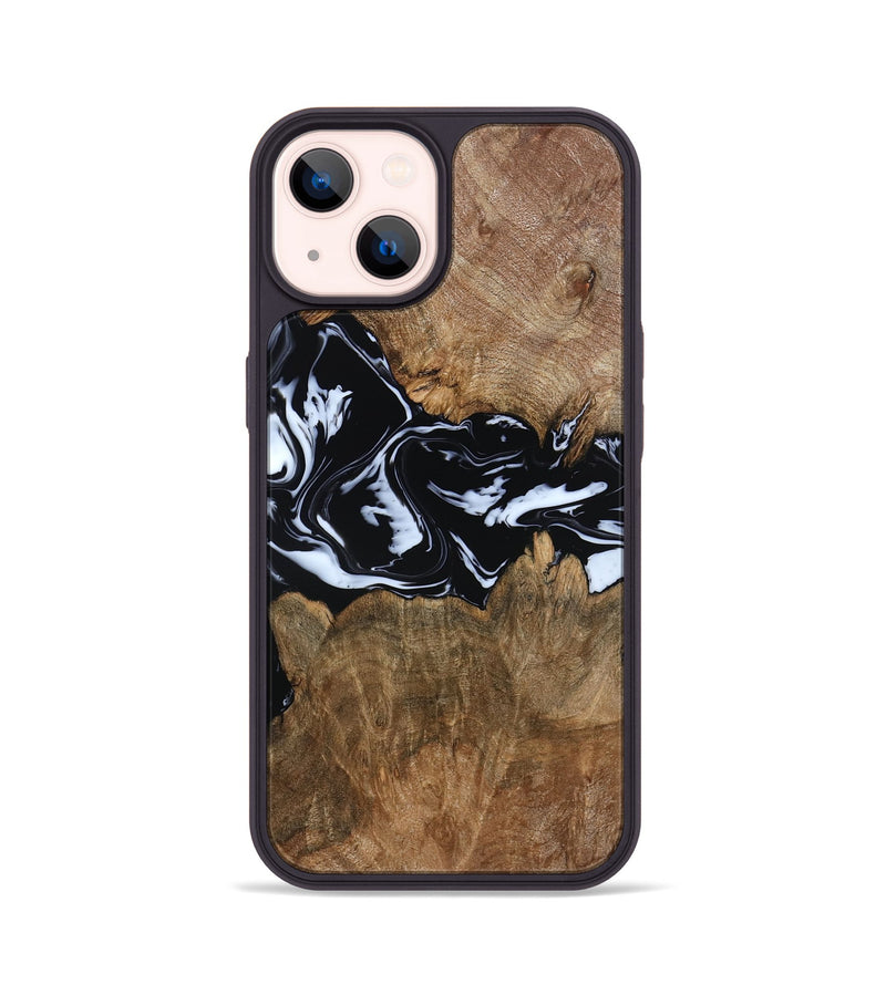 iPhone 14 Wood Phone Case - Zayla (Black & White, 796019)
