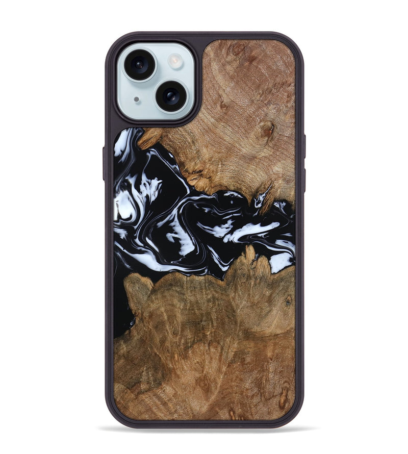 iPhone 15 Plus Wood Phone Case - Zayla (Black & White, 796019)