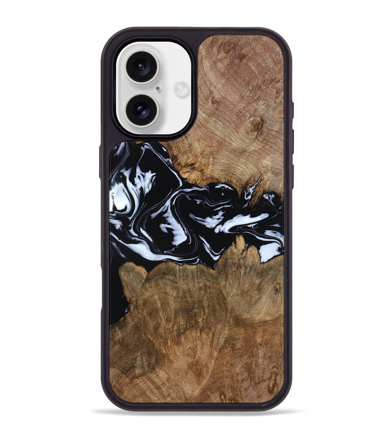 iPhone 16 Plus Wood Phone Case - Zayla (Black & White, 796019)