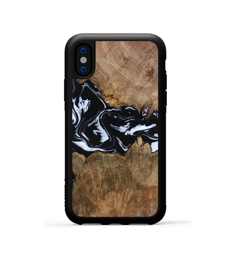 iPhone Xs Wood Phone Case - Zayla (Black & White, 796019)