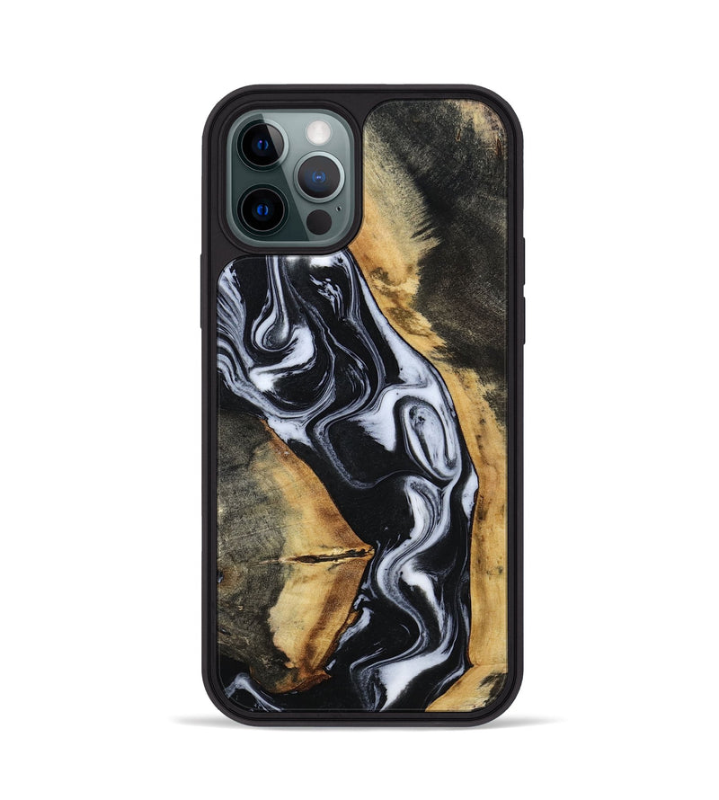 iPhone 12 Pro Wood Phone Case - Hassan (Black & White, 796022)