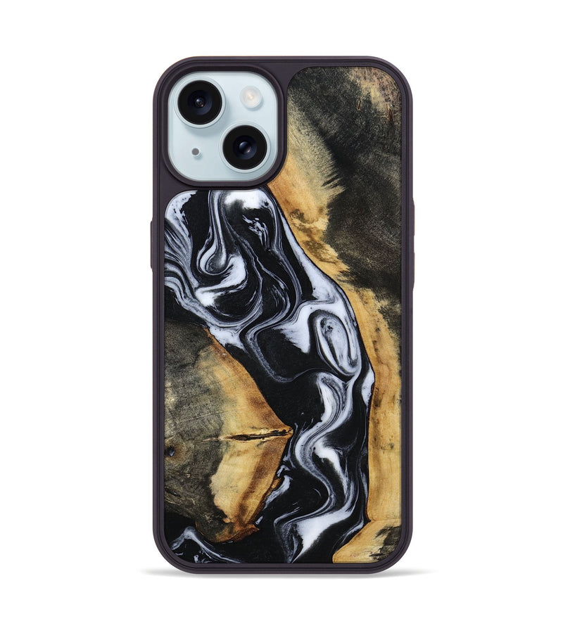 iPhone 15 Wood Phone Case - Hassan (Black & White, 796022)