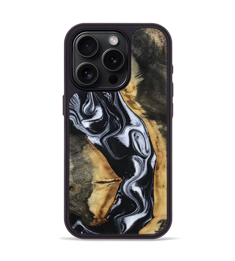 iPhone 15 Pro Wood Phone Case - Hassan (Black & White, 796022)