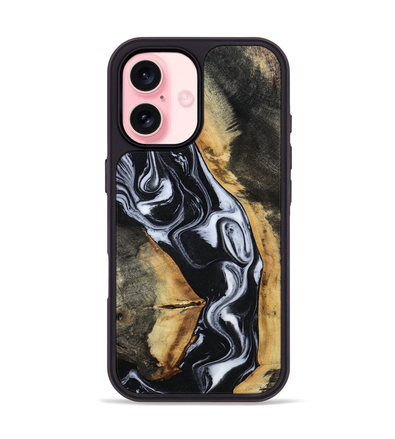iPhone 16 Wood Phone Case - Hassan (Black & White, 796022)