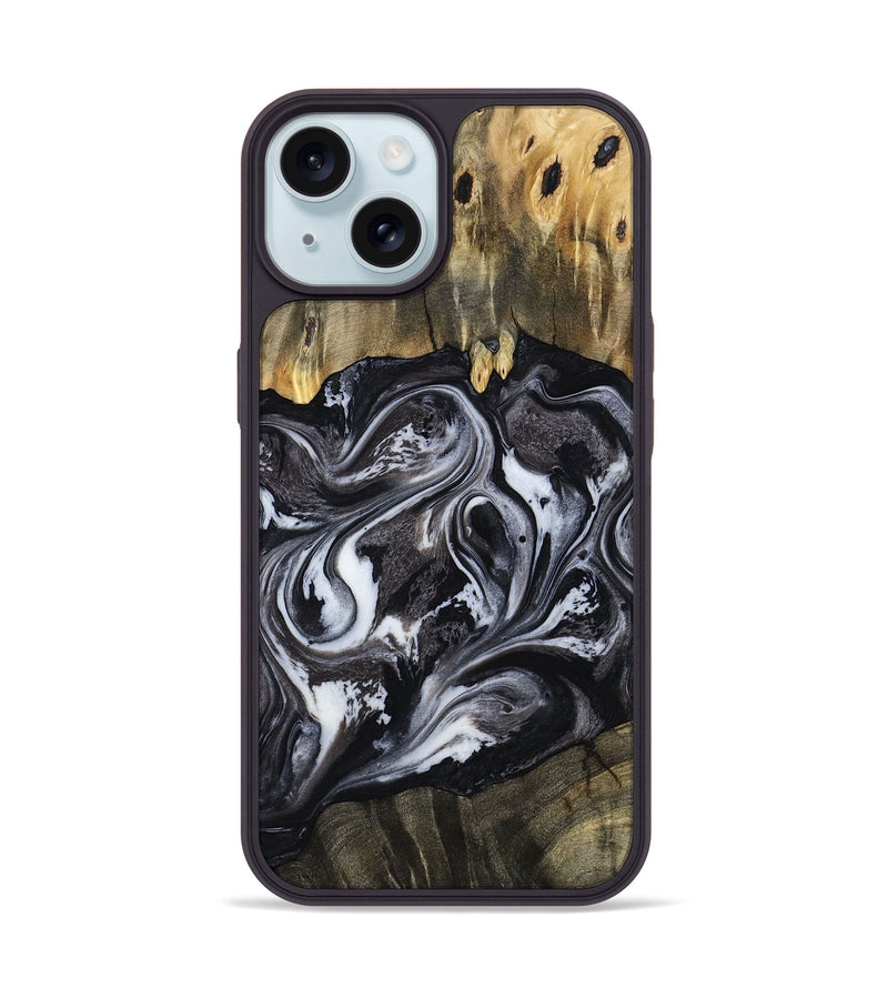 iPhone 15 Wood Phone Case - Mylee (Black & White, 796023)