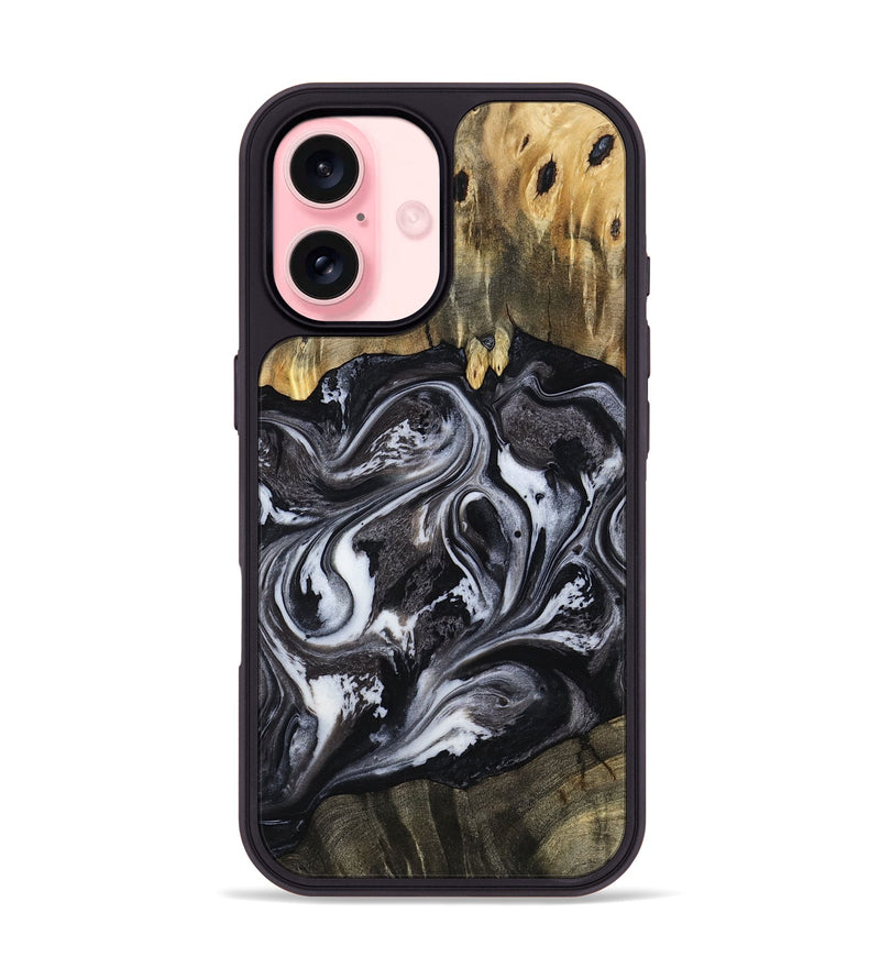 iPhone 16 Wood Phone Case - Mylee (Black & White, 796023)