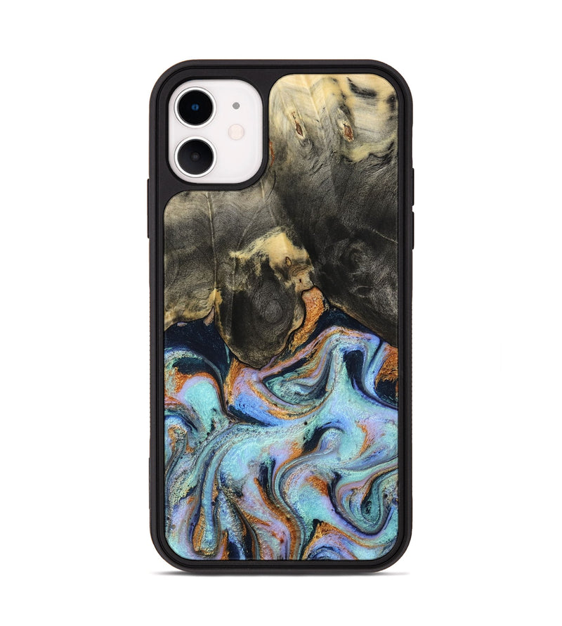 iPhone 11 Wood Phone Case - Stan (Teal & Gold, 796031)