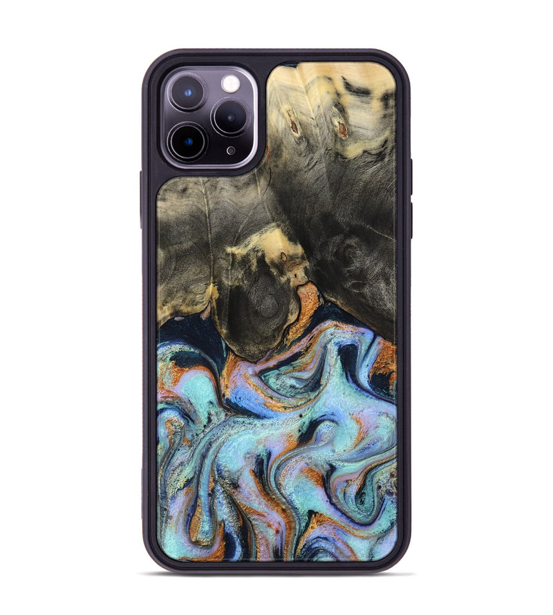 iPhone 11 Pro Max Wood Phone Case - Stan (Teal & Gold, 796031)