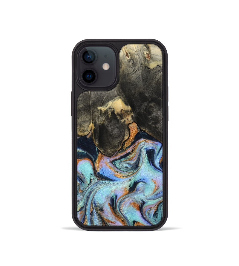 iPhone 12 mini Wood Phone Case - Stan (Teal & Gold, 796031)