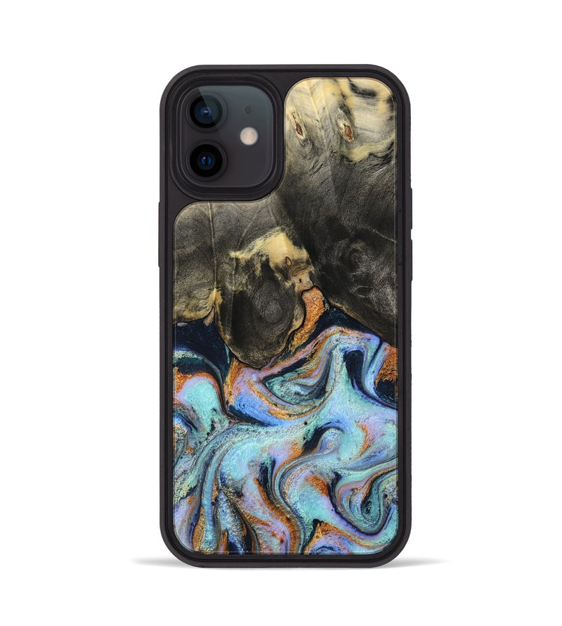 iPhone 12 Wood Phone Case - Stan (Teal & Gold, 796031)