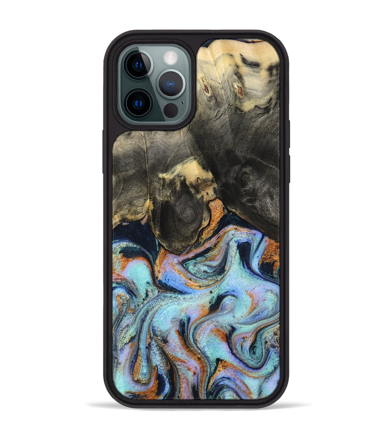 iPhone 12 Pro Max Wood Phone Case - Stan (Teal & Gold, 796031)