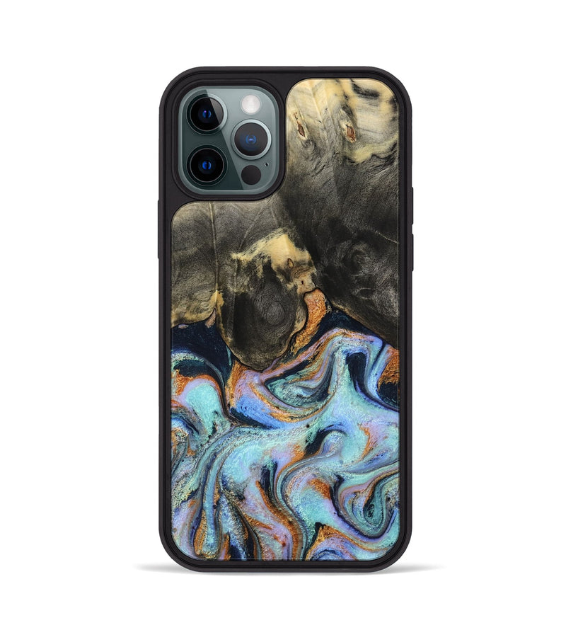 iPhone 12 Pro Wood Phone Case - Stan (Teal & Gold, 796031)