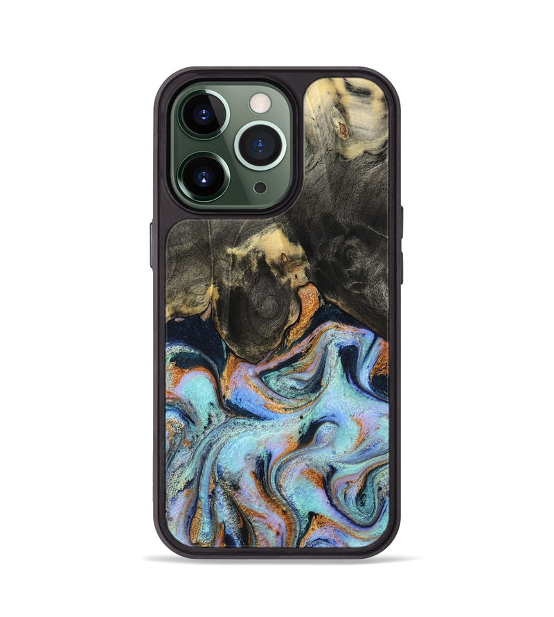 iPhone 13 Pro Wood Phone Case - Stan (Teal & Gold, 796031)