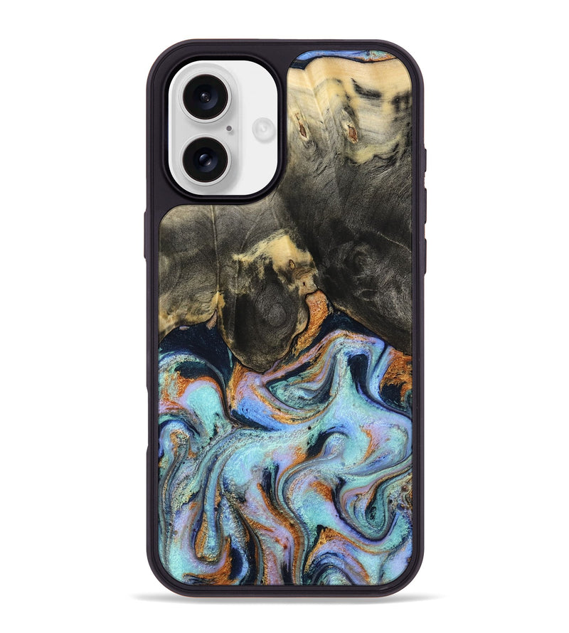 iPhone 16 Plus Wood Phone Case - Stan (Teal & Gold, 796031)