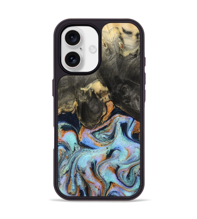 iPhone 17 Wood Phone Case - Stan (Teal & Gold, 796031)