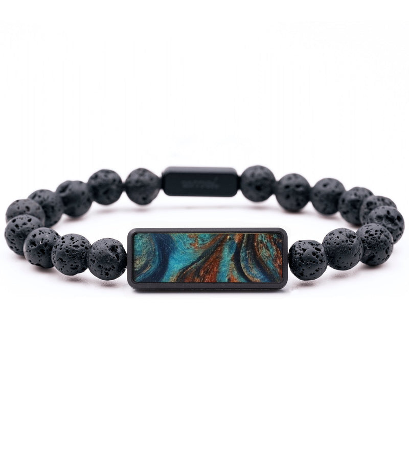 Lava Bead ResinArt Bracelet - Beau (Teal & Gold, 796077)