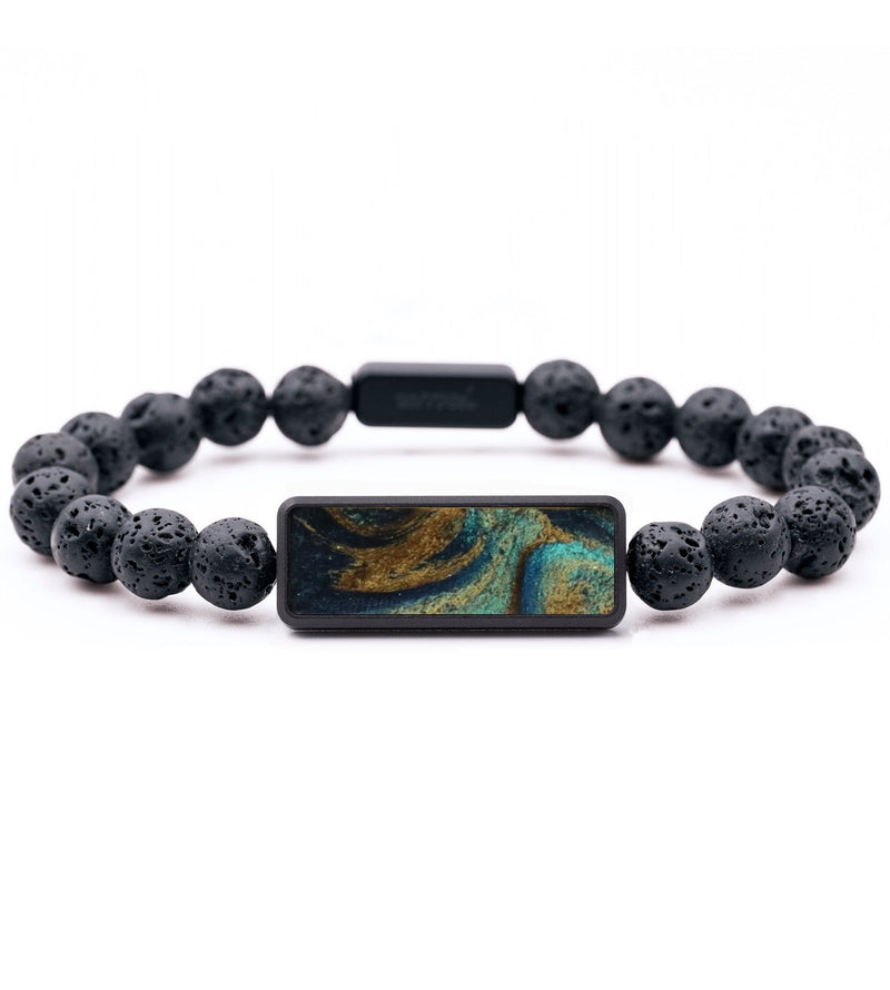 Lava Bead ResinArt Bracelet - Lawson (Teal & Gold, 796090)