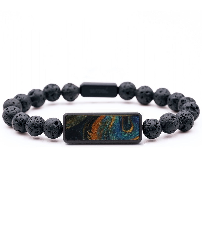 Lava Bead ResinArt Bracelet - Knox (Teal & Gold, 796091)