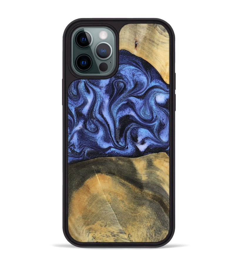 iPhone 12 Pro Max Wood Phone Case - Izaiah (Blue, 796124)