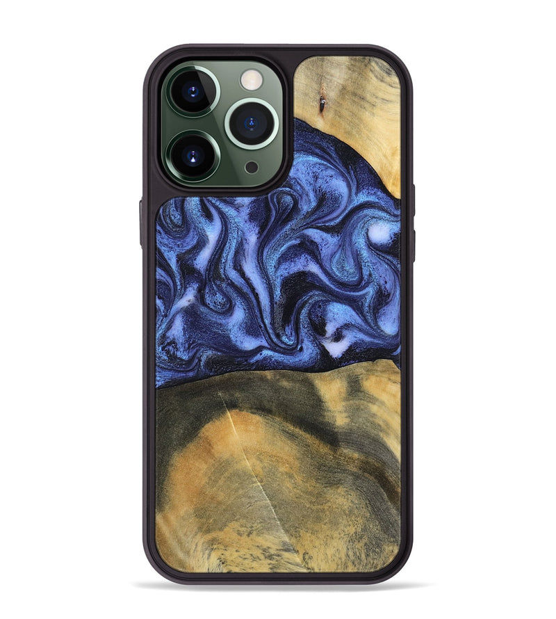 iPhone 13 Pro Max Wood Phone Case - Izaiah (Blue, 796124)