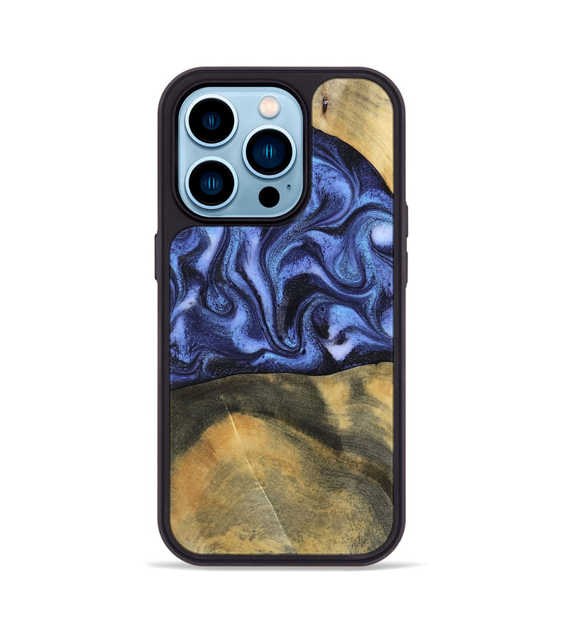 iPhone 14 Pro Wood Phone Case - Izaiah (Blue, 796124)