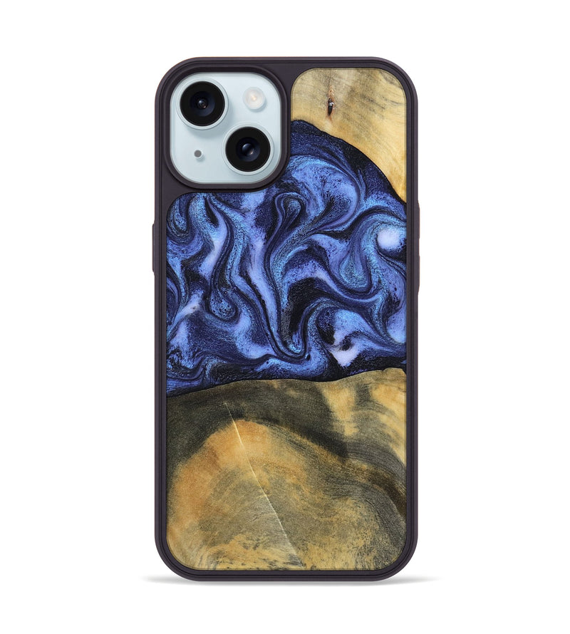 iPhone 15 Wood Phone Case - Izaiah (Blue, 796124)