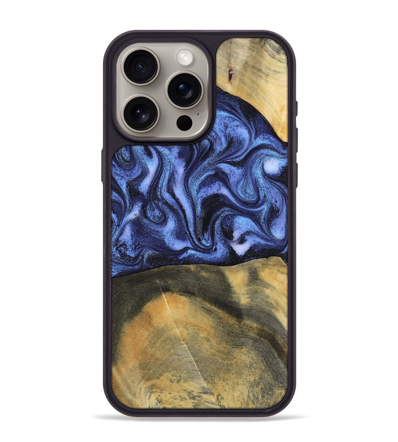 iPhone 15 Pro Max Wood Phone Case - Izaiah (Blue, 796124)