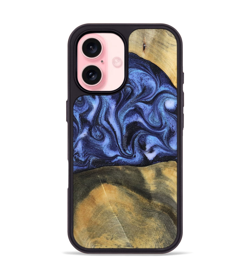 iPhone 16 Wood Phone Case - Izaiah (Blue, 796124)